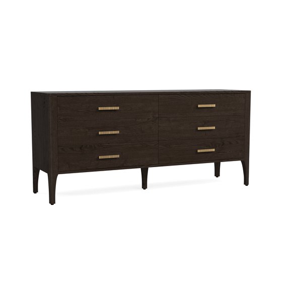 6 Drawer Dresser With Metallic Hardware Lyon Brown Modern